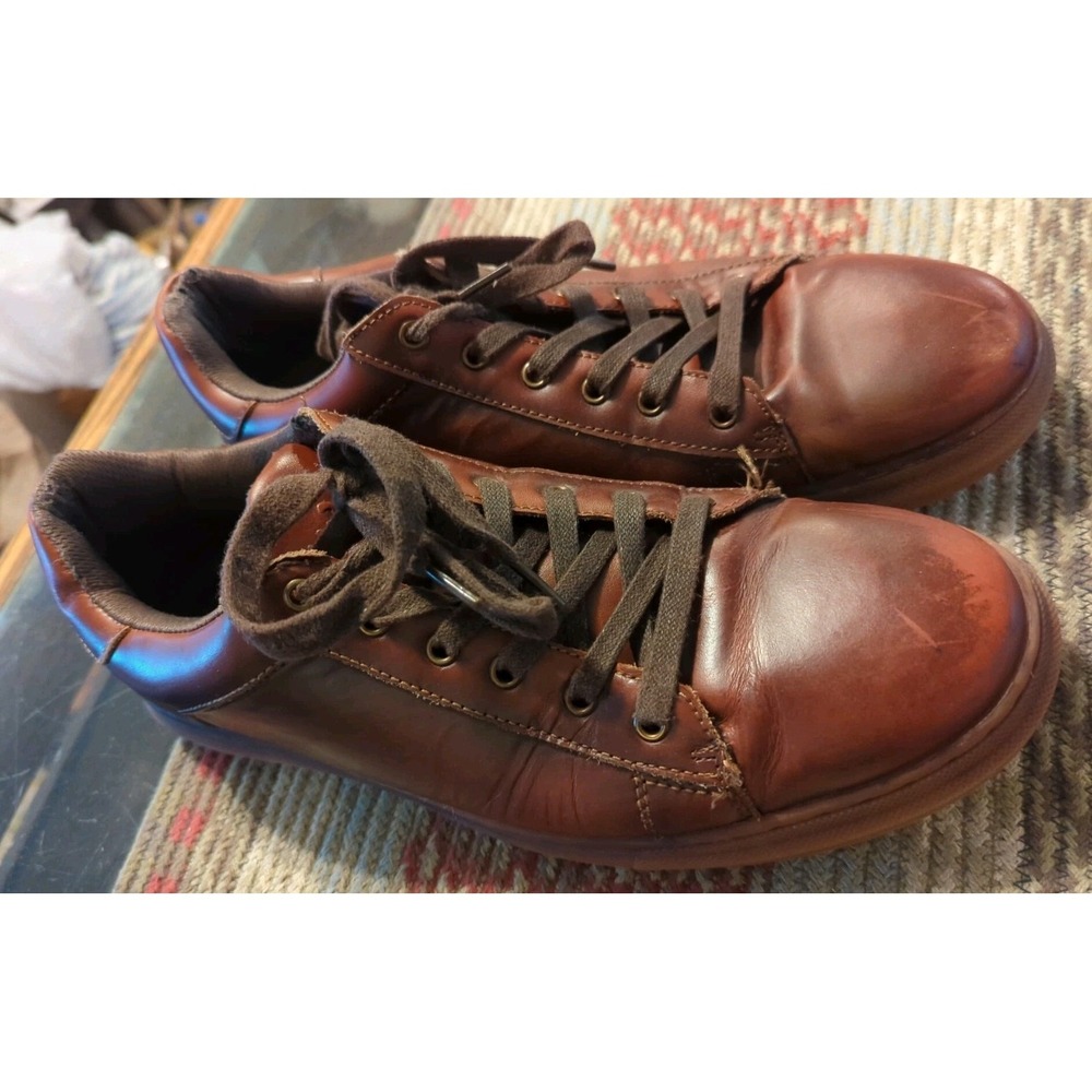 Arkbird Shoes Mens 10.5 Red Brown Leather Sneakers Lace‎ Up Slip Resistant